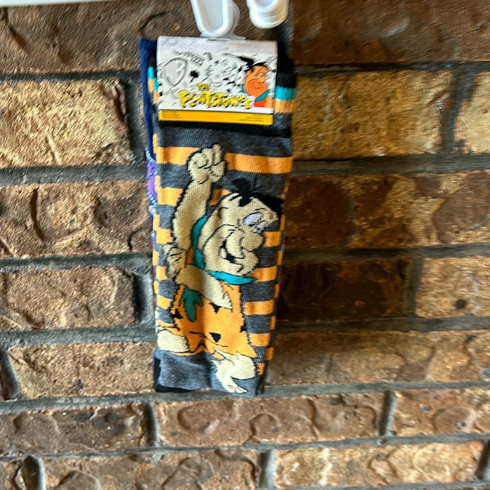 Flintstones dress socks 2 pairs Fred Dino